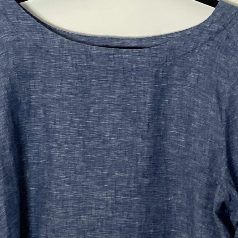 Sigrid Olsen Women's Blue Linen Top Blouse Boat Neck Dolman  XL - Picture 10 of 15